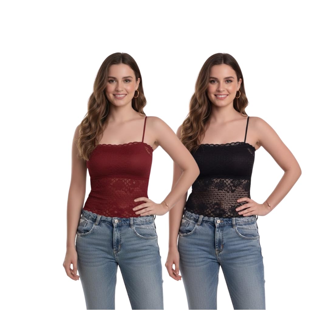 Buy Mulya Mart Women Lace Camisole Slip Top | Soft Stretch